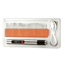Engraving Pen with LED Light, Rechargeable Rotary Tool Kit with 30 Diamonds Bits for Wood Glass Metal