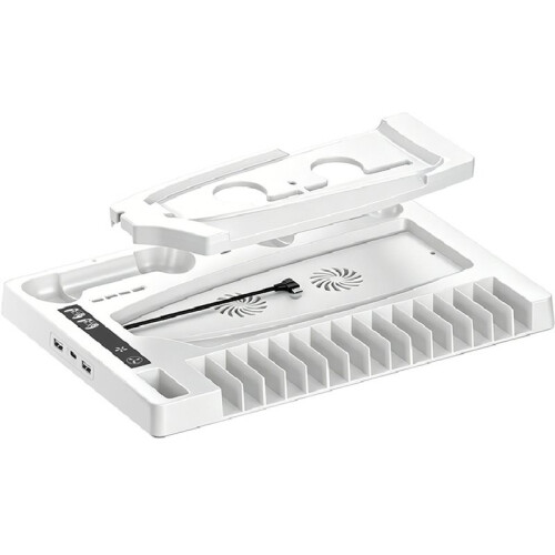 Stand for PS5pro/PS5slim/PS5 Cooling Fan Accessories Controller Charging Dock, and Headset/Disc Storage Rack White