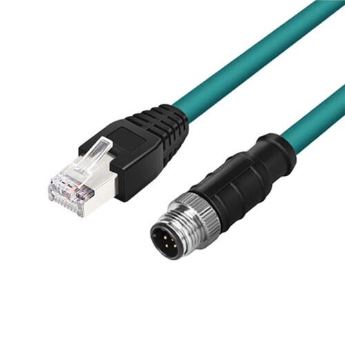 M12 to RJ45 Connector Coding Cable 4Pin D-Code High Flexible Male to Female Ethernet Connection Sensor Wire 1m 1