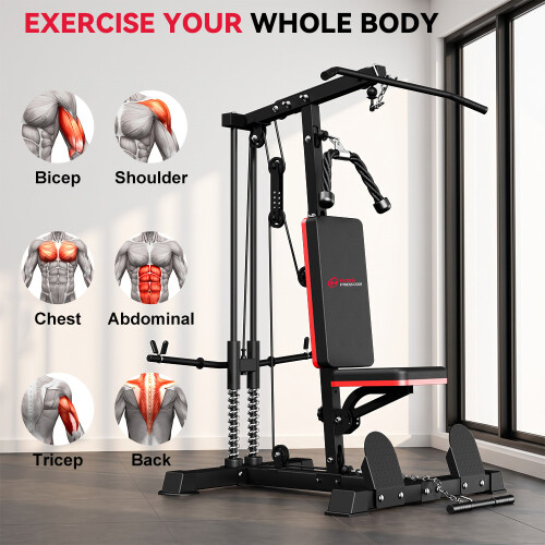 Multi Gym Cable Machine With 10 x 5kg Weight Plates 1