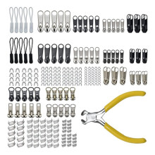 253Pcs Zipper Repair Kit Replacement with Installation Pliers Tool and Zipper Extension Pulls for Bags Jackets Boots