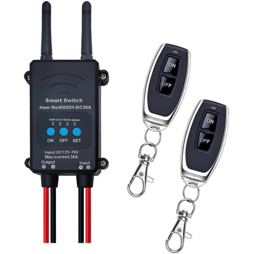 12V-76V  Wireless Remote Control ,30A Relay Module with Adjustable Delay Timer(5s/2min/10min/30min)