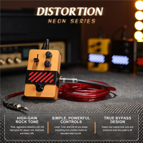 Distortion Gitarrpedal Klassisk Rock Distortionpedal med DIST/LEVEL/TON-Kontroll, True Bypass för Elgitarr 1