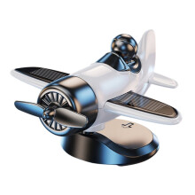 Solar Powered Rotating Airplane Car Dashboard Ornament 360 Autorotation Decor for Car Interior Decoration White