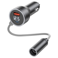 Digital Display 3 in 1 Car Charger and Power Cable, 12V 5A 100W Digital Display Car Adapter for Vehicle RV UV
