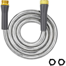 Stainless Steel Garden Hose 6ft, Kink-Free Leakproof Water Hose with Male & Female Connectors for Outdoor Use
