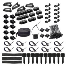 163PCS Cable Management Kit Silicone Cord Organizer Cable Clips Straps Cable Sleeve Wire Tidy Accessories