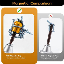 3 Stück Magnetische Schraubring & 3 Stück PH2 Bit Set, 1/4" Sechskant Universeller Magnetischer Schraubhalter für Bohrmaschine, DIY & Holzarbeiten