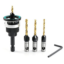 Titanium-Coated Woodworking Limit Four Countersink Drill Adjustable Depth Step Drill Screws Countersink Drill Bit A