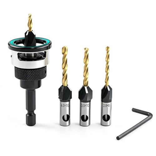 Titanium-Coated Woodworking Limit Four  Countersink Drill Adjustable Depth Step Drill Screws Countersink Drill Bit A
