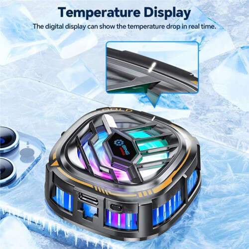 Raffreddatore Magnetico per Cellulare, Ventilatore Portatile RGB per Raffreddamento Mobile, per Telefono/Tablet/per  (con Display Digitale) 1