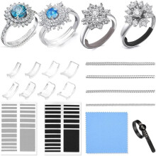 Rings Size Adjuster Kit,Unseen Rings Reducer with Clip- Pads&Silicone Fasteners, Multi-Size Sizing Tool for Loose