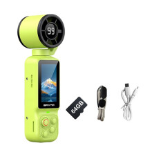 2 in 1 Handheld Gimbal Camera with Cooling Fan 180 Handheld Pocket Camera Rotatable HD Vlog Action Camera 64GB D