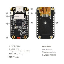 Placa de Desenvolvimento LCD de 1,47" ESP32-C5 172x320 Display 4MB Flash WiFi 6 BLE Módulo de Tela Inteligente RGB B