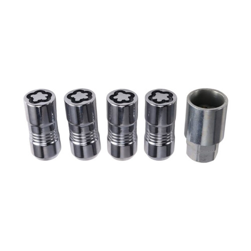 24210 Chrome Cone  Wheel Locks Set (M14 X 1.5 Thread Size) Wheel Locks, Unique Key Tool and ID Card
