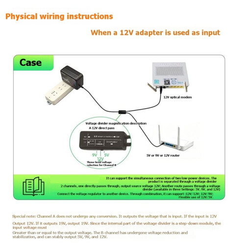 DC5521 LED Light and Speaker Power Cable for Small Electronics 12V 5V 9VOutput with Double Wire Split 2