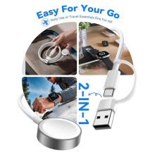 2 i 1 Resenödvändigheter för Watch Laddare, Multi Laddningskabel Nylon Flätad USB A&C Multi Laddningssladd