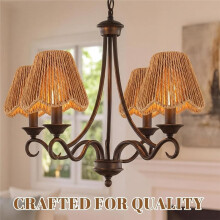 2 Pack Small Rattan Lampshade, Boho Vertical Striped Rattan Lampshade Replacement for Table Chandelier Wall Lamp