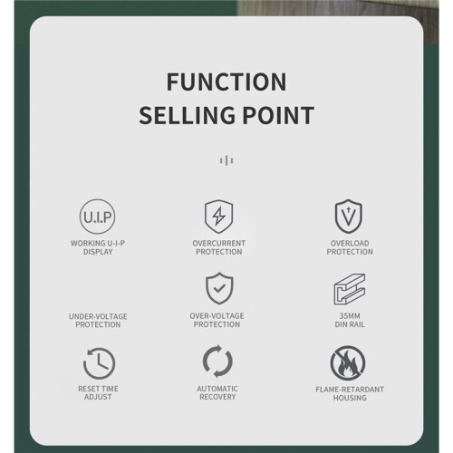Voltage Protector 1P+N 63A Voltage Current Power Display OVP UVP OCP Overload Protection 35mm DIN Rail 2