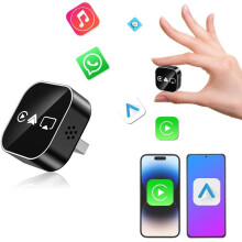 Adaptador de CarPlay de 4 en 1 de Cableado A Inalámbrico con Duplicación de Pantalla Ios CarPlay/Android Auto/Duplicación Negro