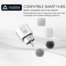 Tuya Matter Plug Outlet with Voice Control Timer Function Socket Outlet 16A with Metering EU Plug