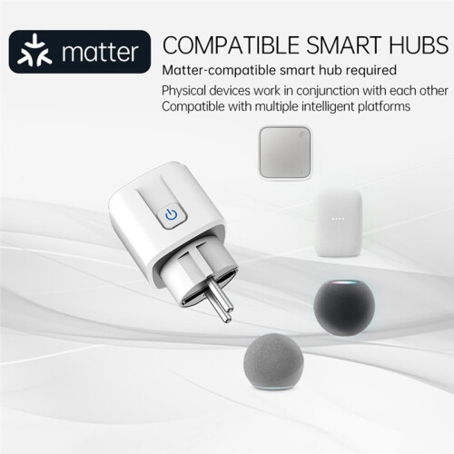 Tuya Matter  Plug Outlet with Voice Control Timer Function  Socket Outlet 16A with Metering EU Plug