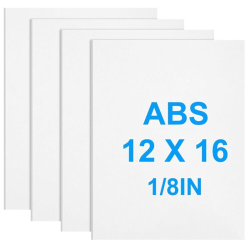 4Pack White ABS Plastic Sheet 12" X 16" X 1/8" 3MM Tensile ABS Moldable Plastic Panel for Crafts, DIY, Signs