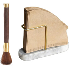 Coffee Filter Holder,Cone Coffee Filter Holder & Coffee Powder Cleaning Brush Set,Marble Base Coffee Filter Storage B