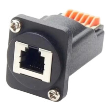 RJ12 6P6C Female Panel Mount 6 Pin Terminal Block Adapter Bulkhead D-Type Module RJ12 6P6C Flange Mount Connector