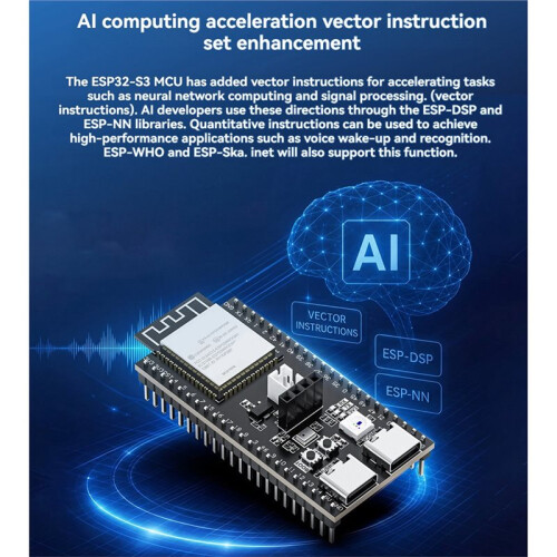 Placa de Desenvolvimento ESP32-S3 com ESP32-S3-N16R8 16MB Flash 8MB PSRAM e Tela OLED de 0,96 Polegadas para Voz AI para Xiaozhi 2