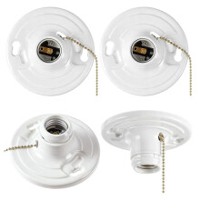 4-Pack E26 Keyless Lamp Holder with Pull Chain Ceiling Mount Socket for Various Bulbs