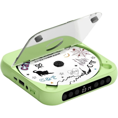 CD Player Portable with Dual Stereo Speakers,Rechargeable Player with  with Headphones,Support CD/AUX/USB