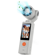 1080P Gimbal Camera with Fan 270 Handheld Pocket Camera Rotatable HD Vlog Camera with Cooling Fan White