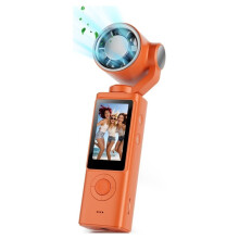 1080P Gimbal Camera with Fan 270 Handheld Pocket Camera Rotatable HD Vlog Camera with Cooling Fan Orange
