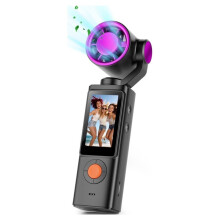 1080P Gimbal Camera with Fan 270 Handheld Pocket Camera Rotatable HD Vlog Camera with Cooling Fan Black