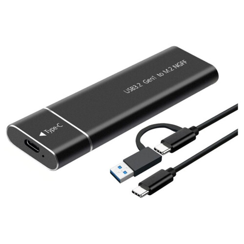 M.2 SSD Enclosure (USB 3.2 Type-C to M.2 NGFF) - High-Speed Metal Case Black
