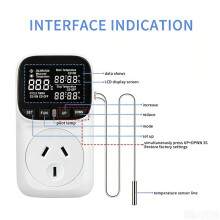 Digital Thermostat Socket, Temperature-Controlled Socket (Suitable for Heating and Cooling), with Display AU Plug