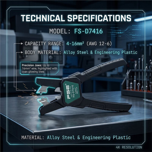 FSE Wire Stripper Large Gauge Wire Stripping Tool Labor Saving Electrical Cable Stripper for Electricians FS-D7026 2