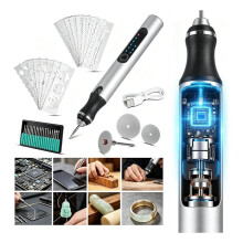 Cordless Engraving Pen, Type-C Rotary Tool Kit with 20 Bits, 3-Speed LED Display for Wood Metal Carving