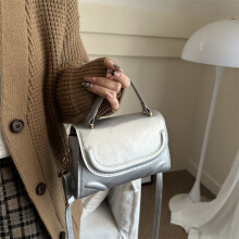 Sac à bandoulière pour femme en cuir PU, couleur Argent, avec poche intérieure