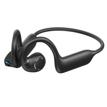 Ear Hook Bone Conduction Headphones Open Ear Wireless 5.4 Sports Earbuds with AI Translator HD Camera Black