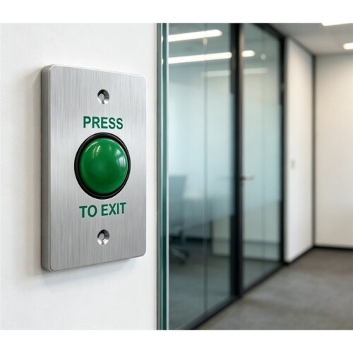 "Press-to-Exit" Button for Access Control Systems-Large, Waterproof  with Backbox, Automatic Reset Lock Button 1