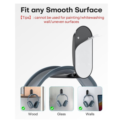 Foldable Headphone Stand with Strong Sticky Base Space Saving Headset Holder 2
