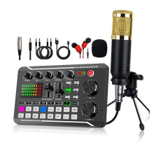 F998 Sound Card Podcast Equipment Bundle,with Microphone Set ,Music/Recording Live Streaming for DJ Disco Device G