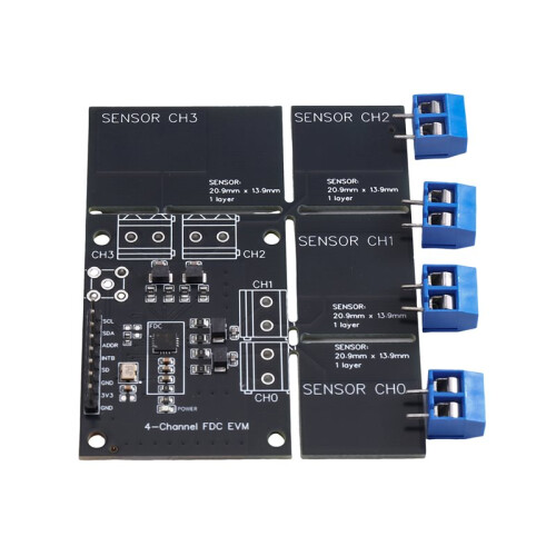 FDC2214 Module (with 4 Touch Points) Capacitive Sensor for Gesture Recognition, Paper Counting, Liquid Level Measurement