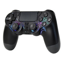 Wireless Game Controller for PS4/PC, Hall Effect Joystick, RGB Lighting, 6-Axis Gyro, Touchpad Game Controller Black