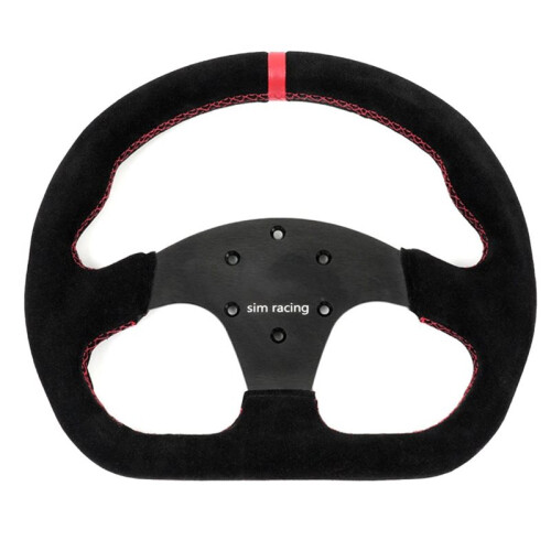 Volante Universal de 325mm/12.8polegadas em Couro Suede Preto em Forma de D com PCD de 70mm para A Maioria Dos Veículos e Jogos de Simulação de