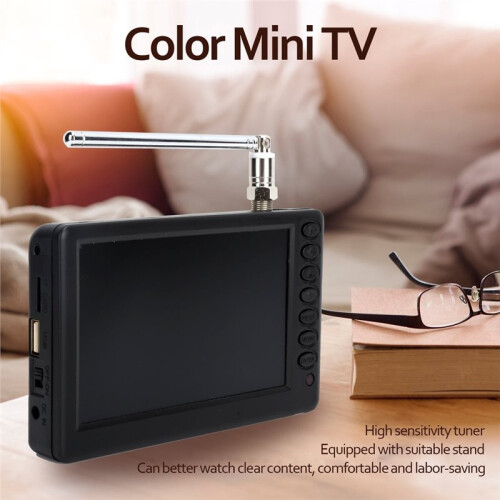 Televisão Digital TV Digital Portátil de 5 Polegadas FM ATV Suporte  TV de Alta Resolução Multifuncional Plug da UE 1