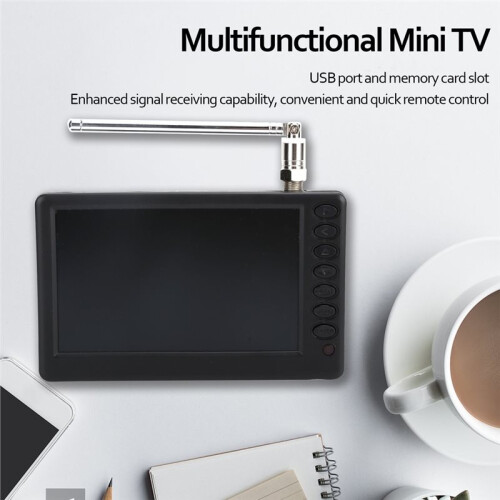 Televisão Digital TV Digital Portátil de 5 Polegadas FM ATV Suporte  TV de Alta Resolução Multifuncional Plug da UE 2