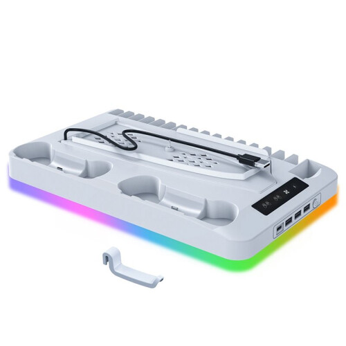 Cooling Stand for PS5 Slim Console Gamepad Charging Base Headset Hook Game CD Storage Rack for PS5 Disc&Digital